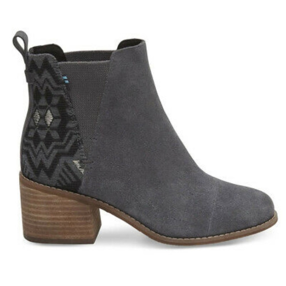 TOMS Esme Forged Iron Grey Suede/Metallic Jacquard Size 8.5